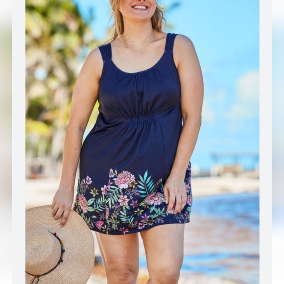 Plus Size 36 (5X/6X) Womens Tankini Swimsuit top new blue 🏊♂ swimsuits for all - Picture 1 of 9